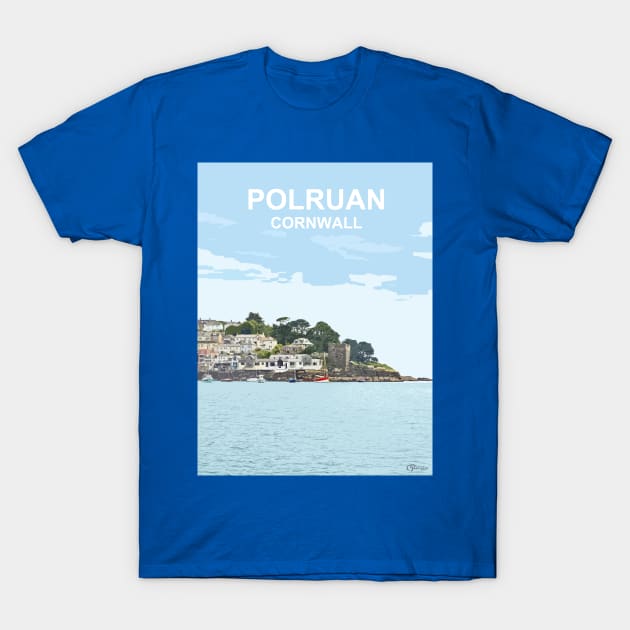 Polruan River Fowey Cornwall. Cornish gift Kernow Travel location poster, St Austell T-Shirt by BarbaraGlebska